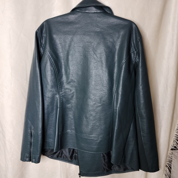 Lane Bryant green faux leather moto jacket nwt 22/24 2022 version - Picture 5 of 7